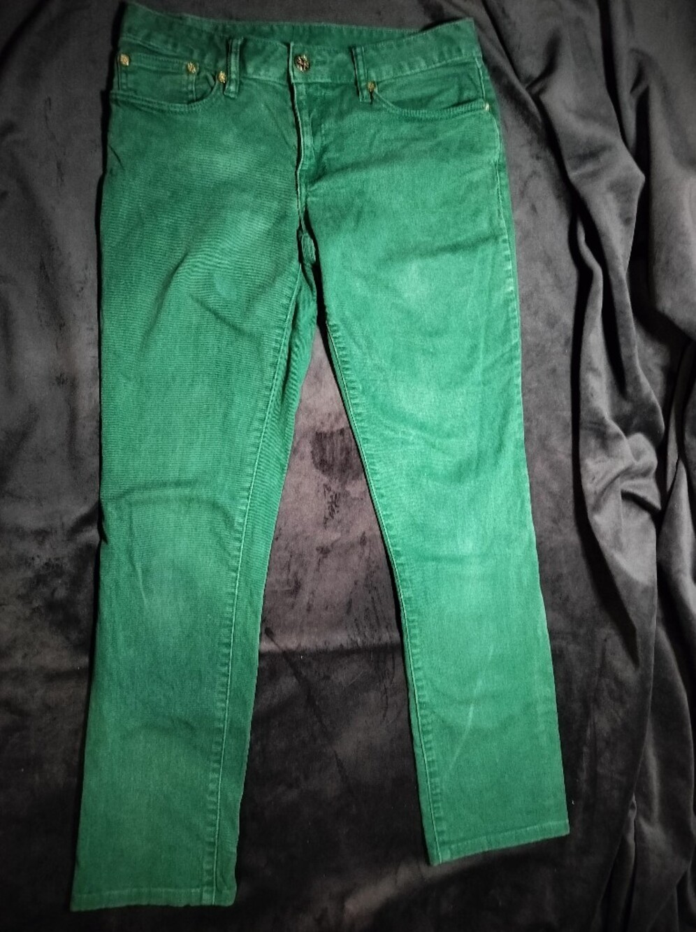 Tory Burch Ivy Super Skinny Denim Stretch Jeans Emerald Green Size 27 - Picture 2 of 8